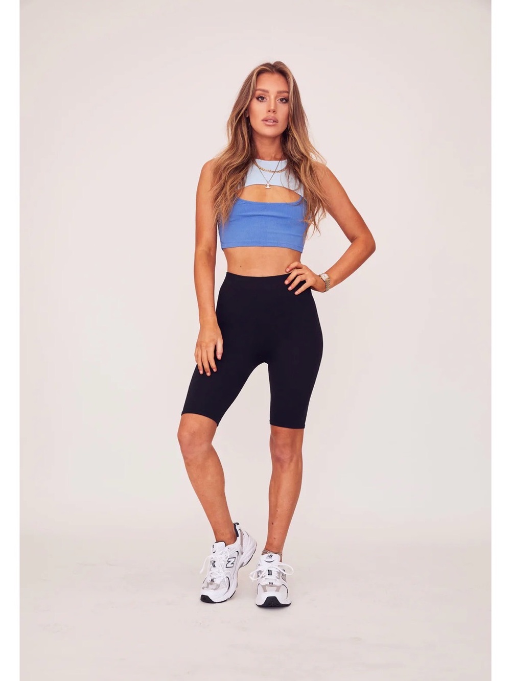 NWT Shaci two tone peak top, blue, size M